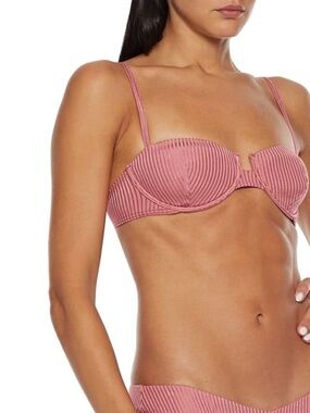 NWT Onia ‘Dalia Ribbed Underwired Bikini Top’ in “Antique Rose” Size XS